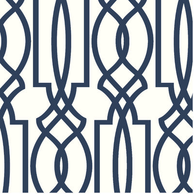 product image of sample deco lattice peel and stick wallpaper in navy by nextwall 1 562