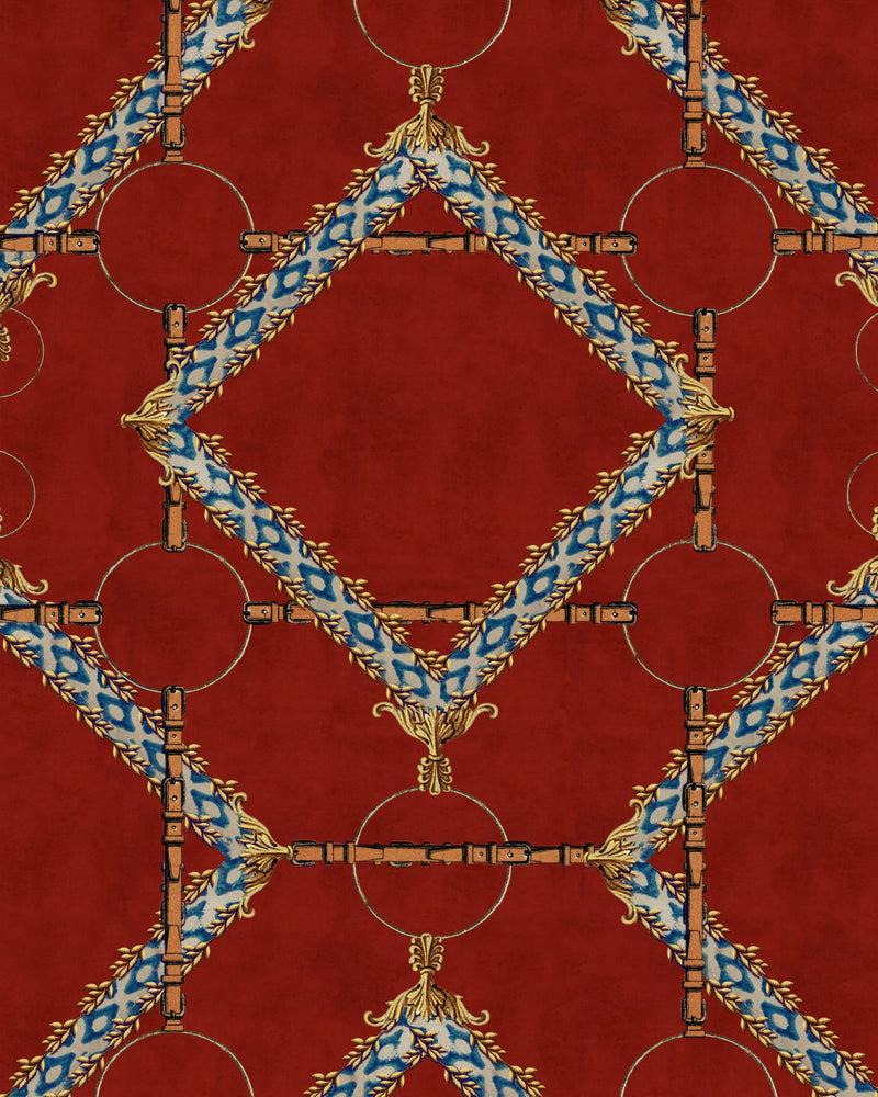 media image for sample decorative harness burgundy wallpaper from the derby collection by mind the gap 1 234