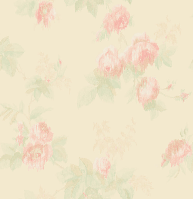 media image for Degas Flowers Wallpaper in Pink and Cream from the Watercolor Florals Collection by Mayflower Wallpaper 24