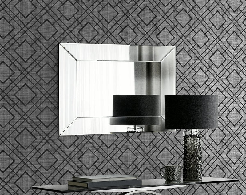 media image for Diamond Lattice Wallpaper in Metallic Coal from the Essential Textures Collection by Seabrook Wallcoverings 253