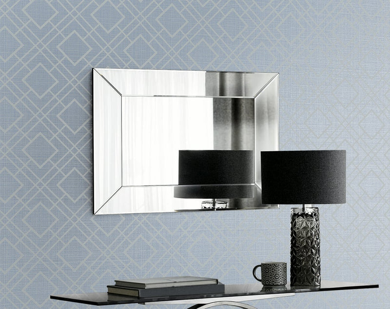 media image for Diamond Lattice Wallpaper in Metallic Slate Blue from the Essential Textures Collection by Seabrook Wallcoverings 297