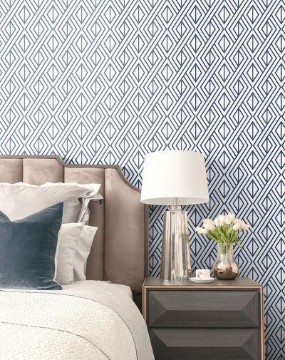 product image for Diamond Geometric Peel-and-Stick Wallpaper in Navy by NextWall 53