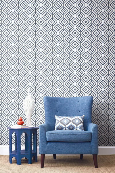 product image for Diamond Geometric Peel-and-Stick Wallpaper in Navy by NextWall 1