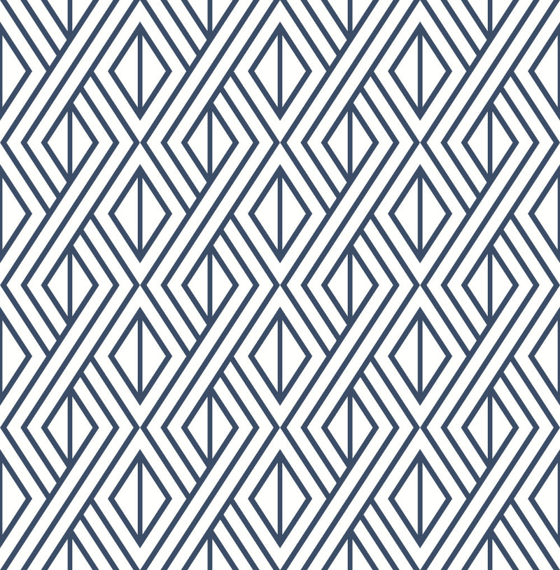 media image for Diamond Geometric Peel-and-Stick Wallpaper in Navy by NextWall 259