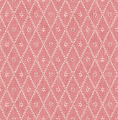 product image of sample diamond lattice wallpaper in coral from the spring garden collection by wallquest 1 512