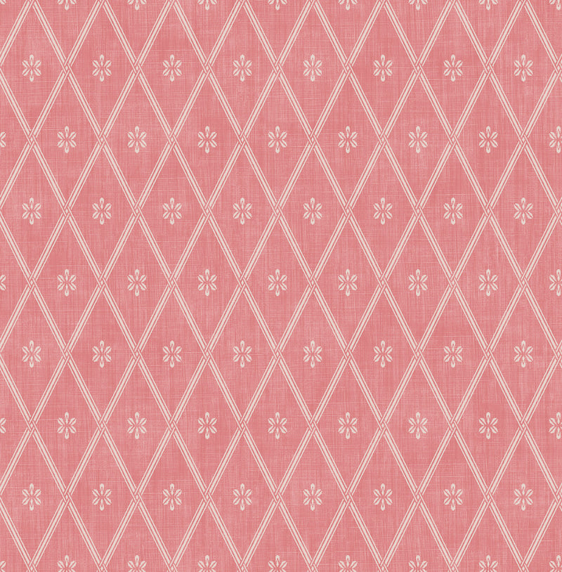 media image for sample diamond lattice wallpaper in coral from the spring garden collection by wallquest 1 255