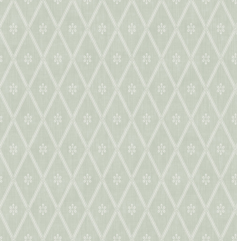 media image for Diamond Lattice Wallpaper in Sage from the Spring Garden Collection by Wallquest 290