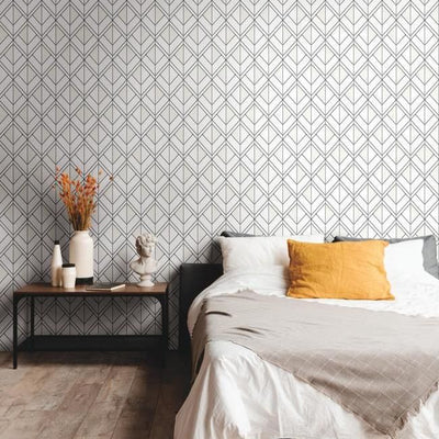 product image for Diamond Shadow Wallpaper in White and Black from the Geometric Resource Collection by York Wallcoverings 46
