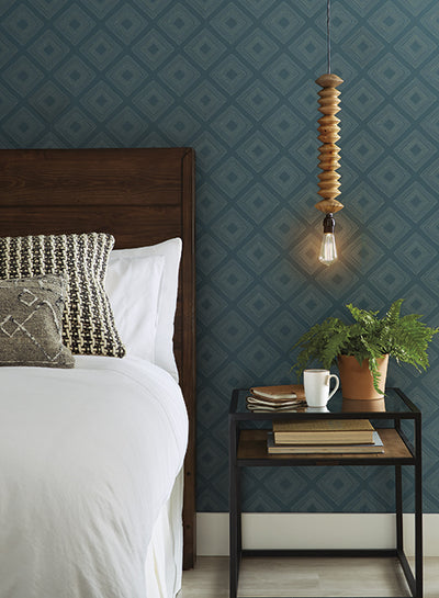 product image of Diamond Sketch Wallpaper in Teal from Magnolia Home Vol. 2 by Joanna Gaines 575