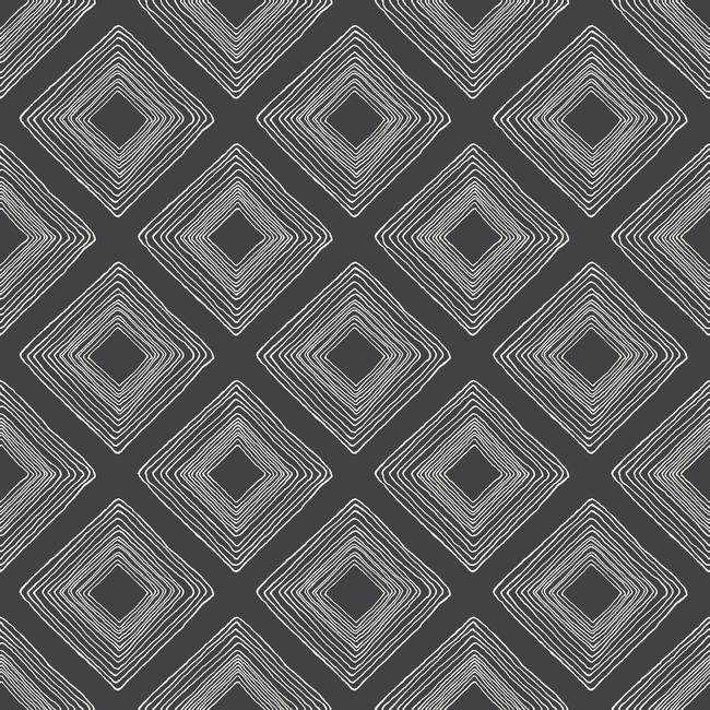 media image for Diamond Sketch Wallpaper in White on Black from Magnolia Home Vol. 2 by Joanna Gaines 299