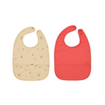 product image for dino bib set in butter and cherry red 1 61