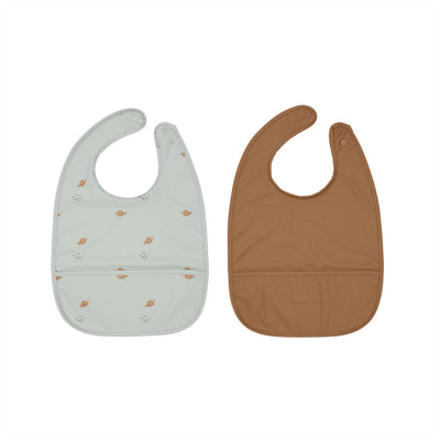 product image of dino bib set in dusty green and caramel 1 513