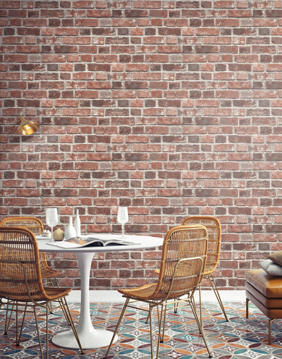product image for Distressed Brick Peel-and-Stick Wallpaper in Red by NextWall 0