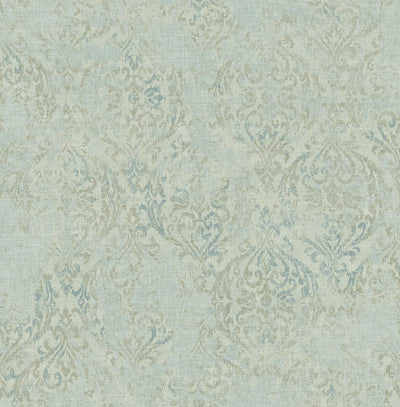 product image of sample distressed damask wallpaper in shadow from the nouveau collection by wallquest 1 543