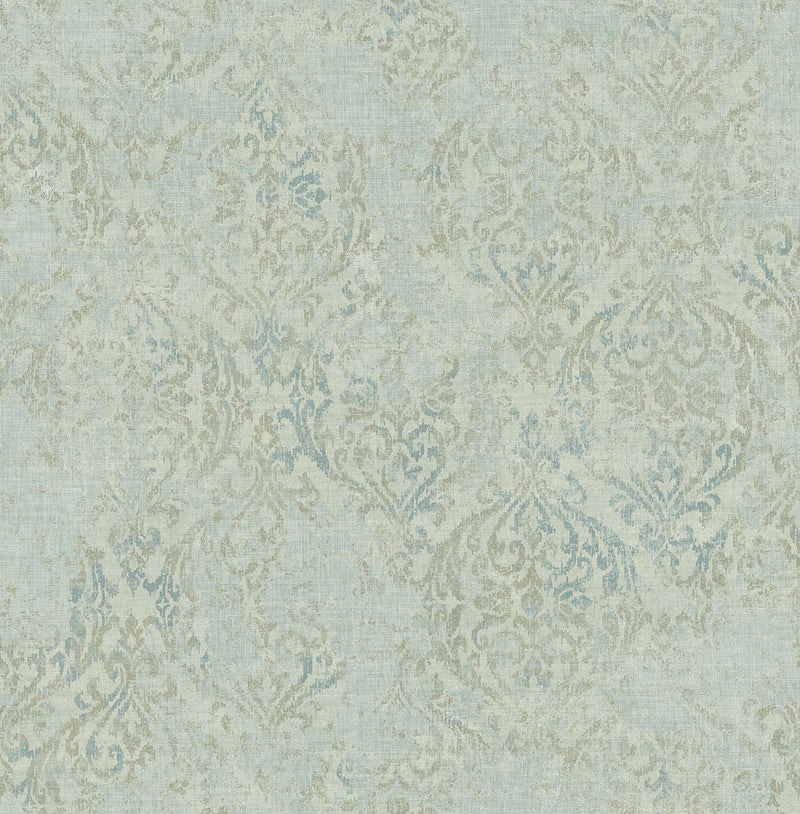 media image for sample distressed damask wallpaper in shadow from the nouveau collection by wallquest 1 259