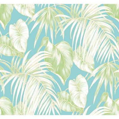 product image of Dominica Wallpaper in Aqua and Green from the Tortuga Collection by Seabrook Wallcoverings 562
