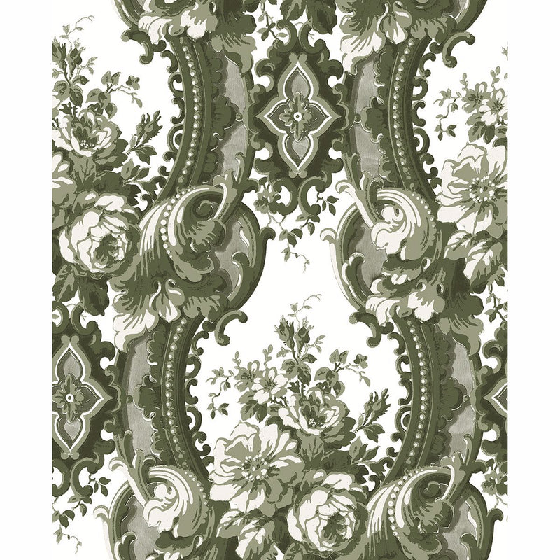 media image for Dreamer Damask Wallpaper in Green from the Moonlight Collection by Brewster Home Fashions 274