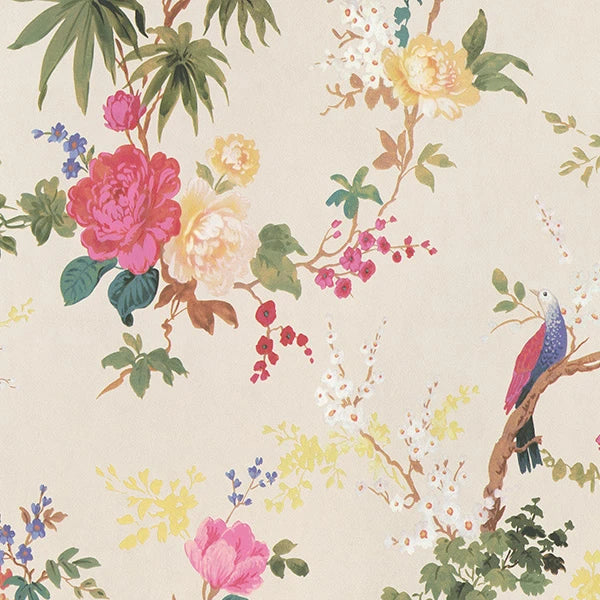 media image for sample dreamy vintage birds floral wallpaper in cream by walls republic 1 227