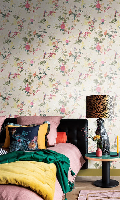 product image for Dreamy Vintage Birds & Floral Wallpaper in Cream by Walls Republic 2