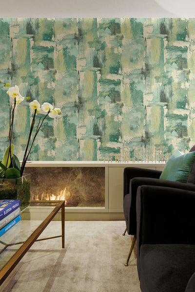 product image for Dry Brush Faux Wallpaper in Everglades and Moss Green from the Living With Art Collection by Seabrook Wallcoverings 91