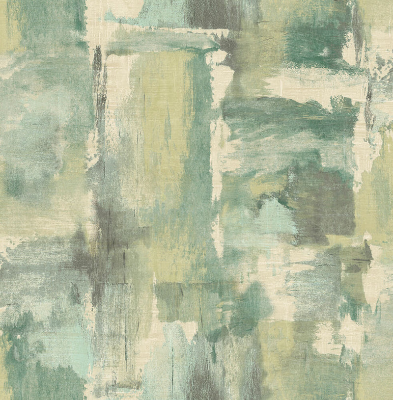 media image for Dry Brush Faux Wallpaper in Everglades and Moss Green from the Living With Art Collection by Seabrook Wallcoverings 261