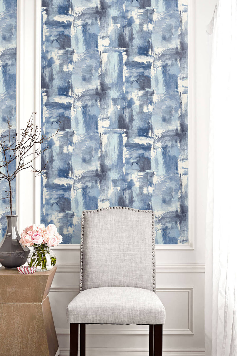 media image for Dry Brush Faux Wallpaper in Frozen Lake from the Living With Art Collection by Seabrook Wallcoverings 212