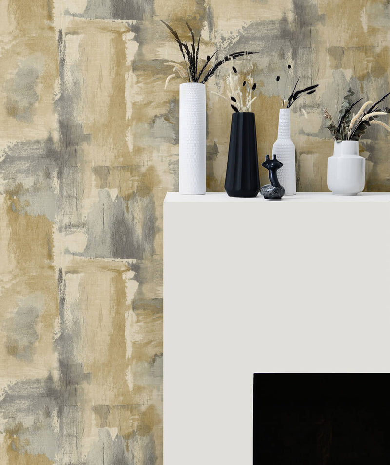media image for Dry Brush Faux Wallpaper in Golden Dusk from the Living With Art Collection by Seabrook Wallcoverings 227