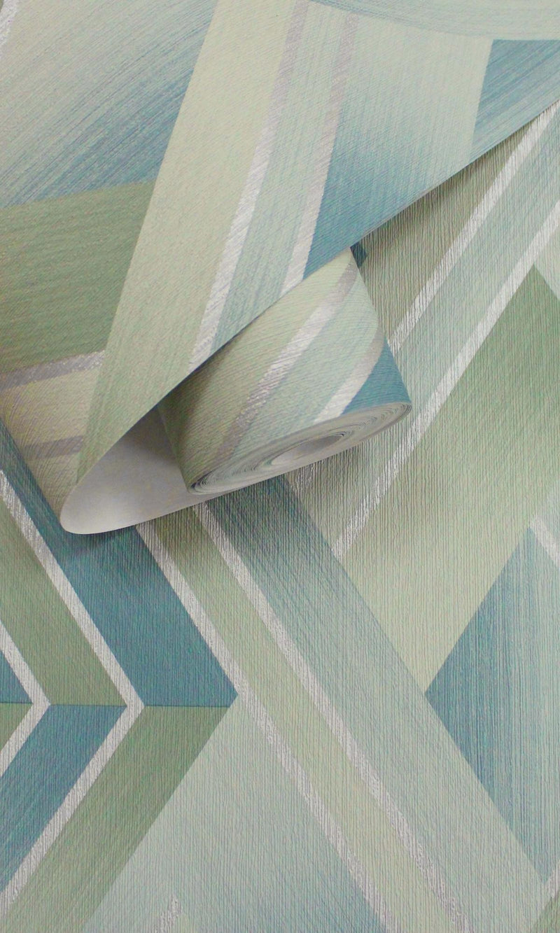 media image for Duck Egg Soft Vignette Geometric Stripes Wallpaper by Walls Republic 288