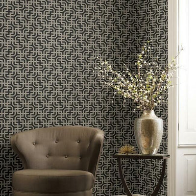 product image for Dynastic Lattice Wallpaper in Black from the Traveler Collection by Ronald Redding 44