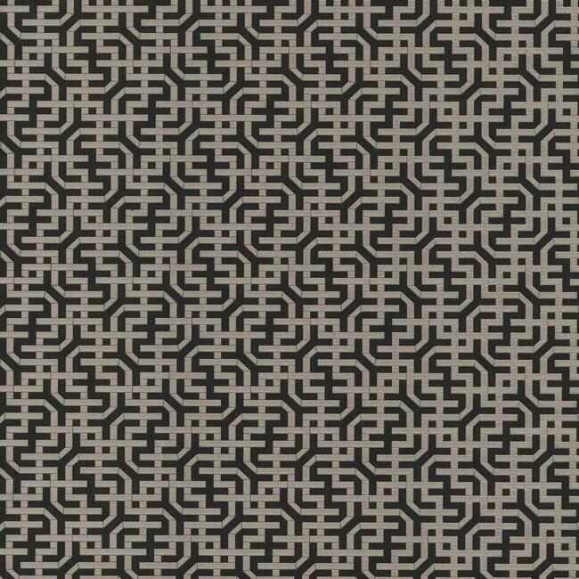 media image for Dynastic Lattice Wallpaper in Black from the Traveler Collection by Ronald Redding 299