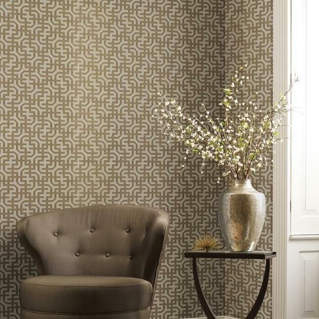 media image for Dynastic Lattice Wallpaper in Gold from the Traveler Collection by Ronald Redding 221