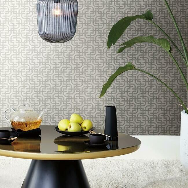 media image for Dynastic Lattice Wallpaper in White from the Traveler Collection by Ronald Redding 260