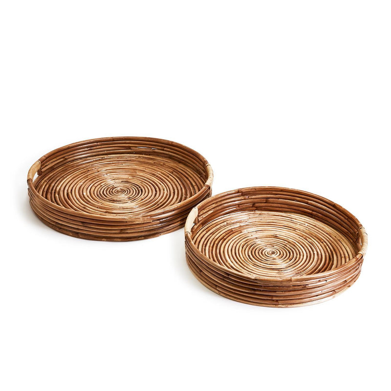 media image for set of 2 cane hand crafted rounded tray 2 215