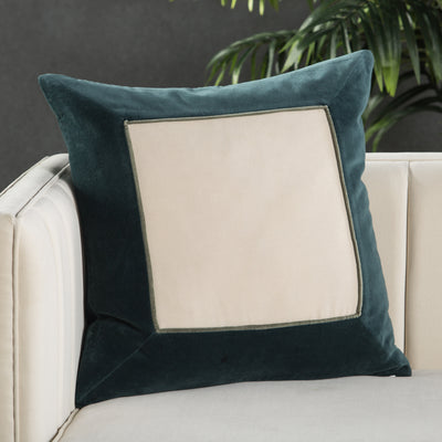 product image for hendrix border teal cream pillow by jaipur 5 63