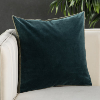 product image for bryn solid teal gray pillow by jaipur 4 17