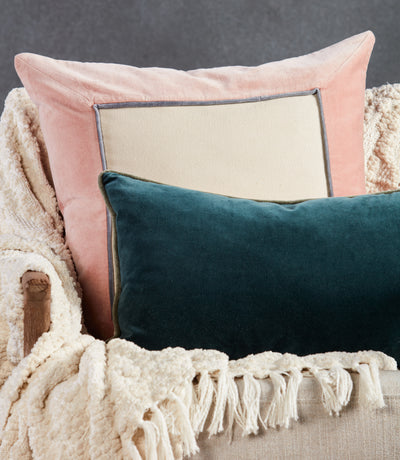 product image for lyla solid teal cream pillow by jaipur 6 7
