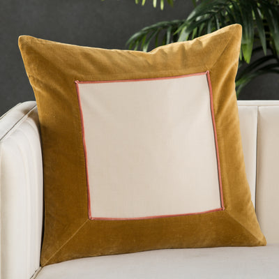 product image for hendrix border gold cream pillow by jaipur 6 63