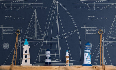 product image for Sail Away Wallpaper in Navy Blue from Etten Gallerie for Seabrook 31