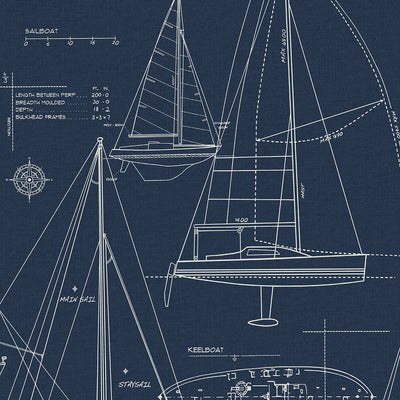 product image of Sail Away Wallpaper in Navy Blue from Etten Gallerie for Seabrook 551