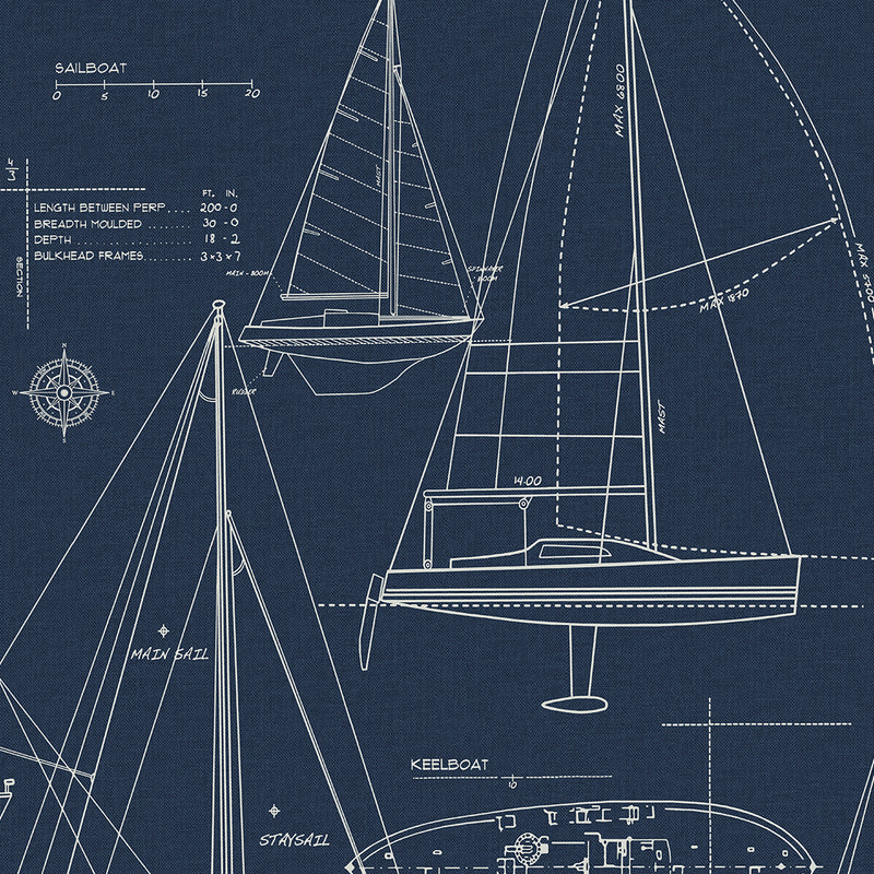media image for sample sail away wallpaper in navy blue from etten gallerie for seabrook 1 238