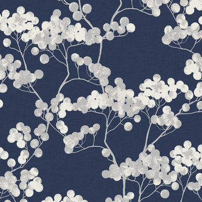 product image of Bayberry Blossom Wallpaper in Navy Blue from Etten Gallerie for Seabrook 528
