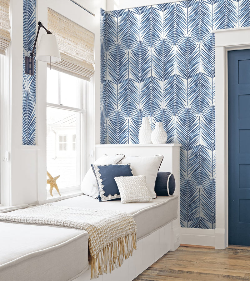 media image for Marina Palm Wallpaper in Coastal Blue from Etten Gallerie for Seabrook 254