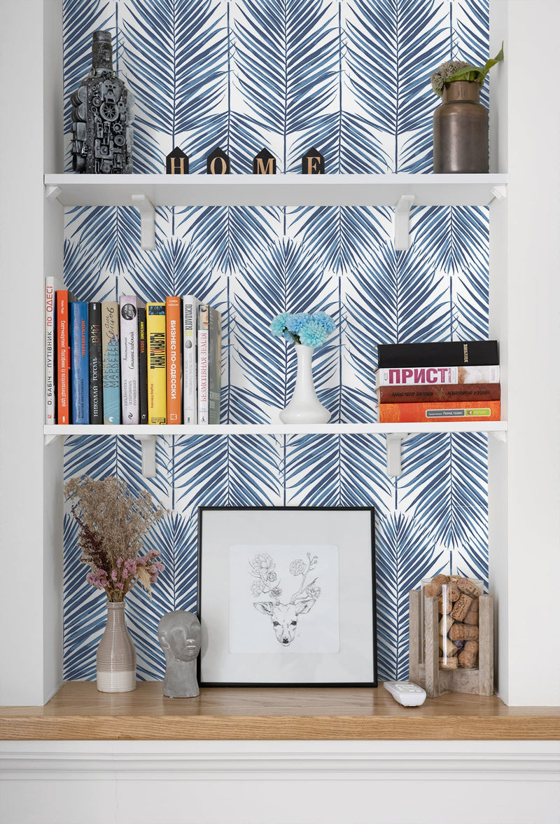 media image for Marina Palm Wallpaper in Coastal Blue from Etten Gallerie for Seabrook 28