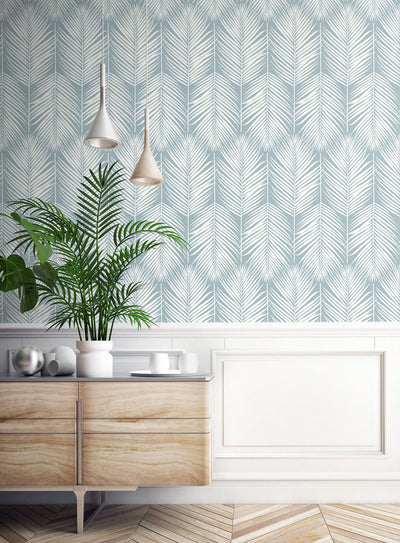 product image for Athena Palm Wallpaper in Hampton Blue from Etten Gallerie for Seabrook 83