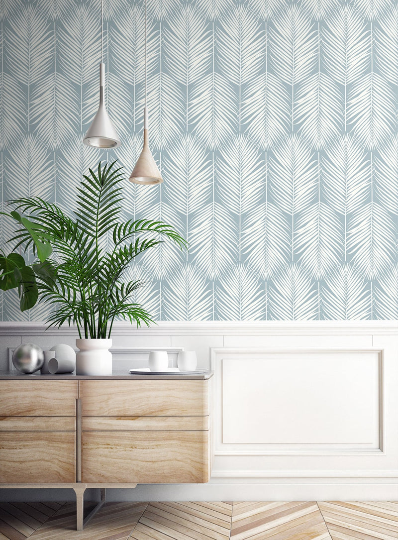 media image for Athena Palm Wallpaper in Hampton Blue from Etten Gallerie for Seabrook 236