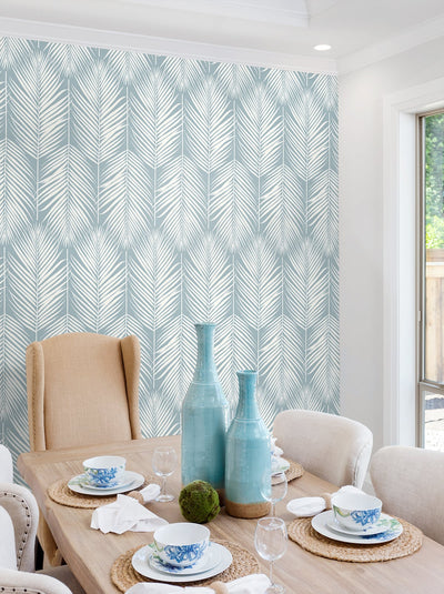 product image for Athena Palm Wallpaper in Hampton Blue from Etten Gallerie for Seabrook 69