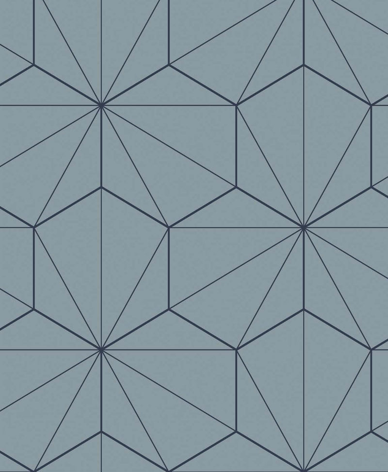 media image for Sample Hedron Geometric Pastel Blue & Midnight from the Etten Geometric Collection by Seabrook 295