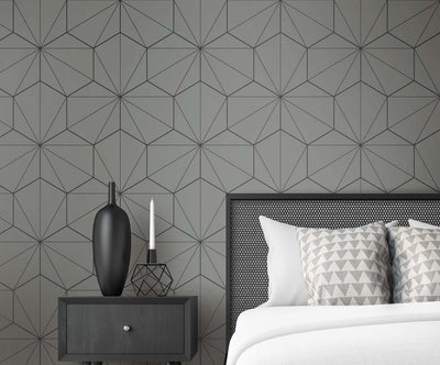 product image for Hedron Geometric Pavestone & Ebony from the Etten Geometric Collection by Seabrook 17