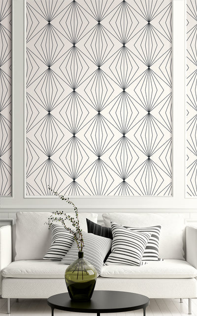 product image for Diamond Vector Ebony & Eggshell from the Etten Geometric Collection by Seabrook 35