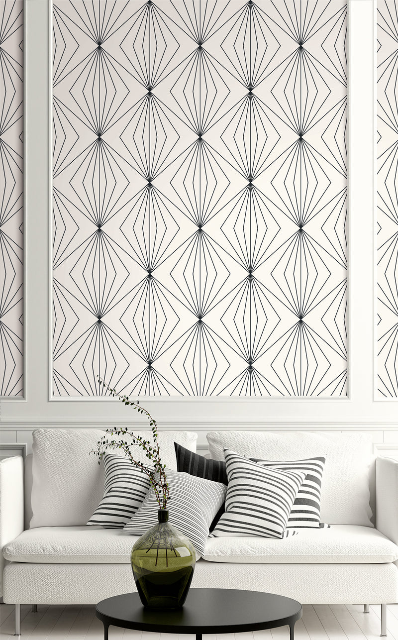 media image for Diamond Vector Ebony & Eggshell from the Etten Geometric Collection by Seabrook 261